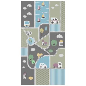 ΠΑΙΔΙΚΟ ΧΑΛΙ ΜΕ ΚΡΟΣΙΑ ΣΕΙΡΑ KIDDER HM7678.16 ΓΚΡΙ-ΓΑΛΑΖΙΟ-ΠΡΑΣΙΝΟ 80Χ150 εκ.