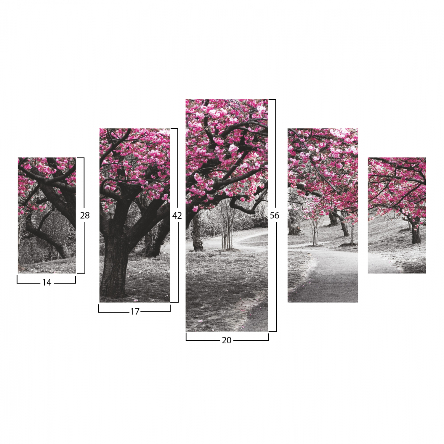 ΠΙΝΑΚΑΣ ΠΕΝΤΑΠΤΥΧΟ MDF BLOOMING TREE 82Χ56x3 HM7207.04 - Image 2