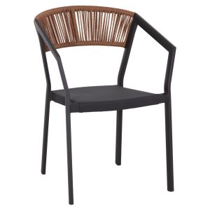 ΠΟΛΥΘΡΟΝΑ ΑΛΟΥΜΙΝΙΟΥ HM5891.01 ΑΝΘΡΑΚΙ ΣΚΕΛΕΤΟΣ&TEXTLINE-ΜΠΕΖ RATTAN 56,5x58x79Υ εκ.