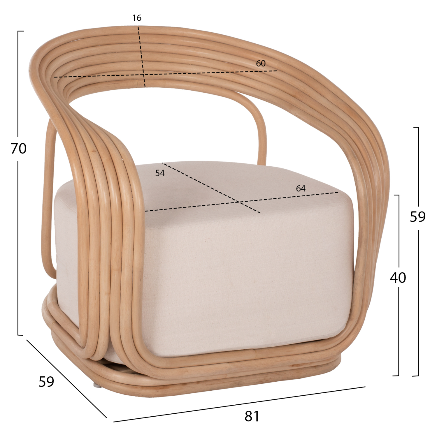 ΠΟΛΥΘΡΟΝΑ DUCHESS ΑΠΟ RATTAN ΦΥΣΙΚΟ-ΕΚΡΟΥ ΜΑΞΙΛΑΡΙ HM9478 81x59x70Y εκ. - Image 2