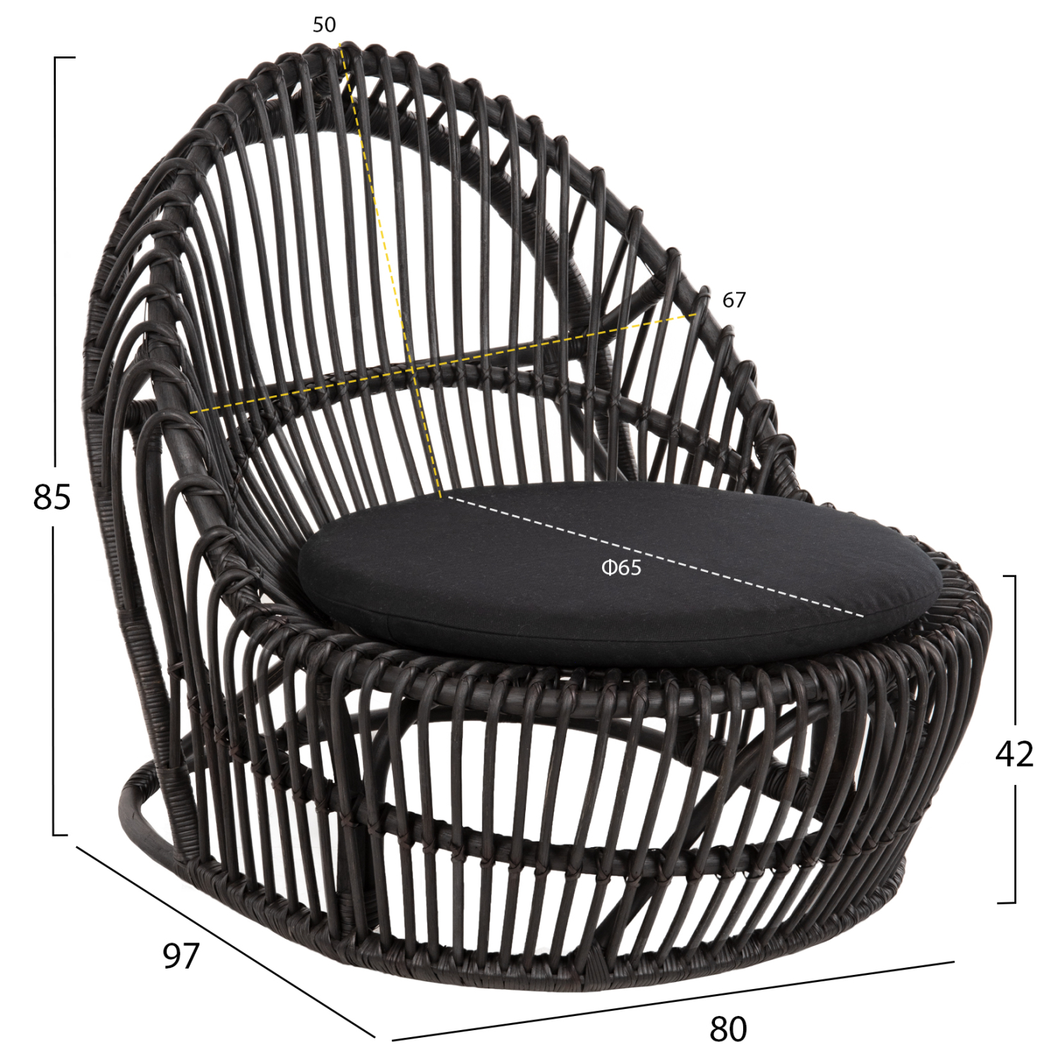 ΠΟΛΥΘΡΟΝΑ ENTROPY HM9840.03 ΦΥΣΙΚΟ RATTAN ΜΕ ΜΑΞΙΛΑΡΙ-ΜΑΥΡΟ 80x97x85Υεκ. - Image 2