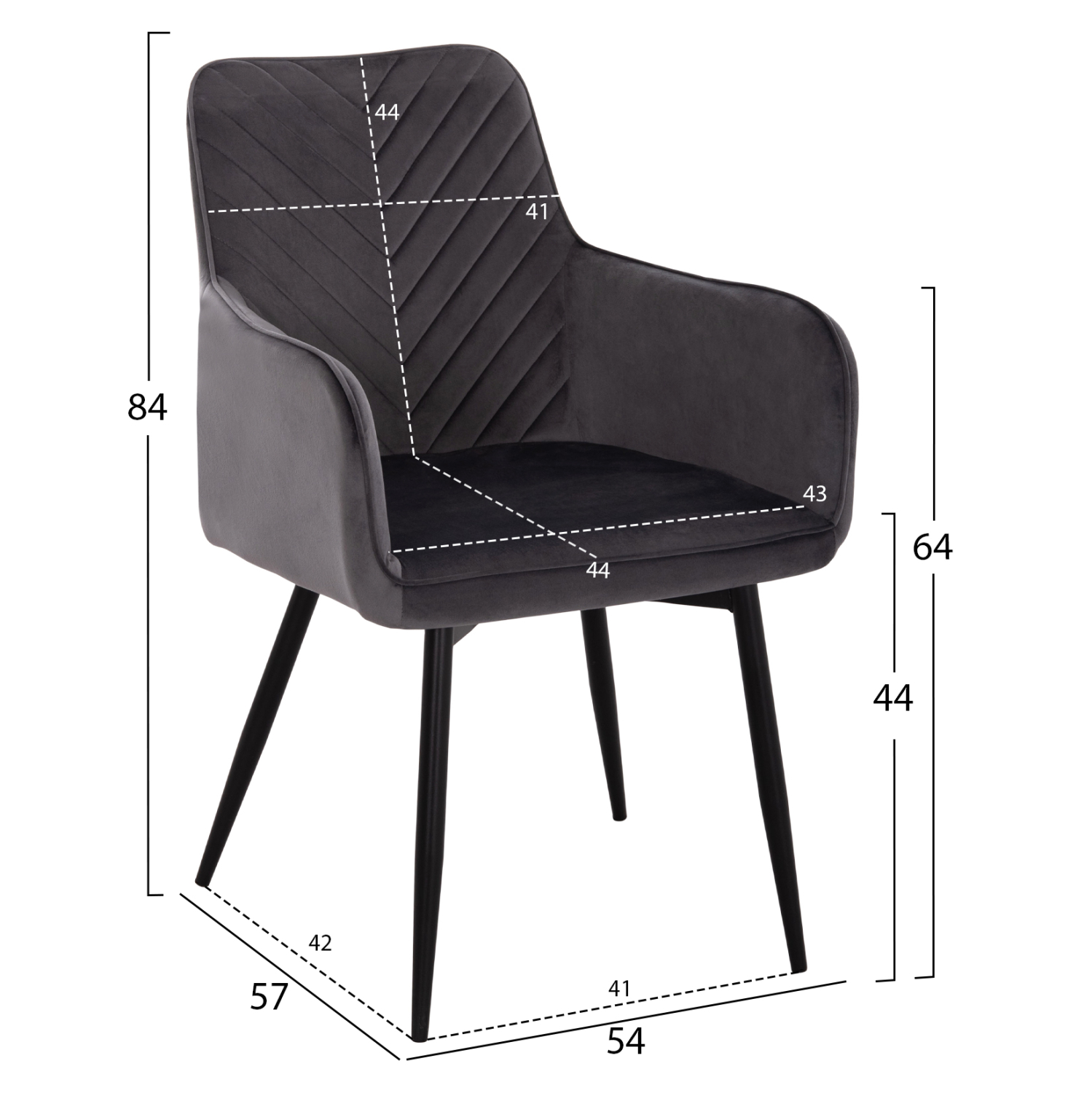 ΠΟΛΥΘΡΟΝΑ LATRELL HM8582.01 ΓΚΡΙ ΒΕΛΟΥΔΟ & ΜΑΥΡΑ ΜΕΤΑΛΛΙΚΑ ΠΟΔΙΑ 54x57x84Yεκ. - Image 2