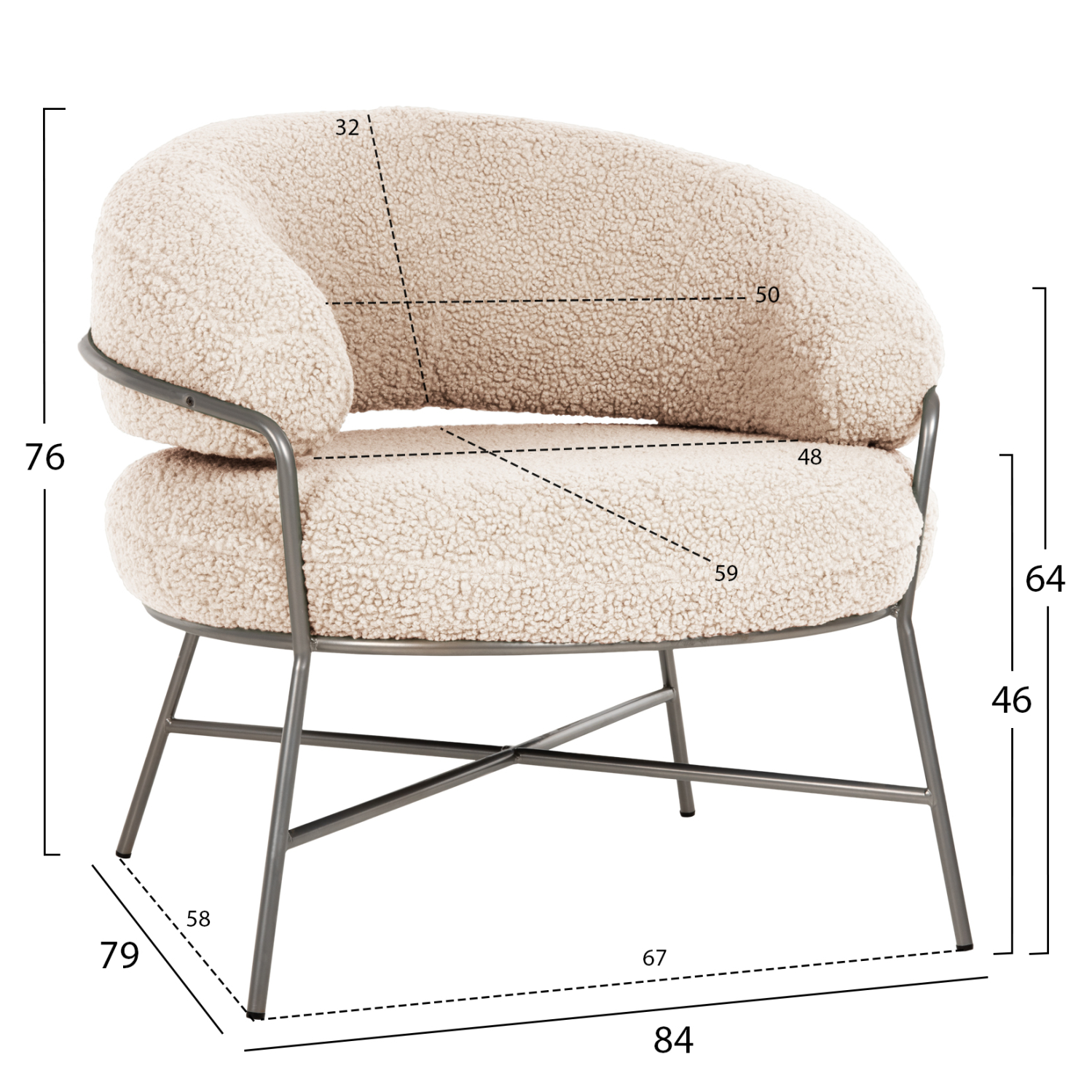 ΠΟΛΥΘΡΟΝΑ TRUDI HM8639.23 ΑΠΟ ΜΠΟΥΚΛΕ ΛΕΥΚΟ ΜΕ ΑΣΗΜΙ ΣΚΕΛΕΤΟ 84x79x76Υ εκ. - Image 2