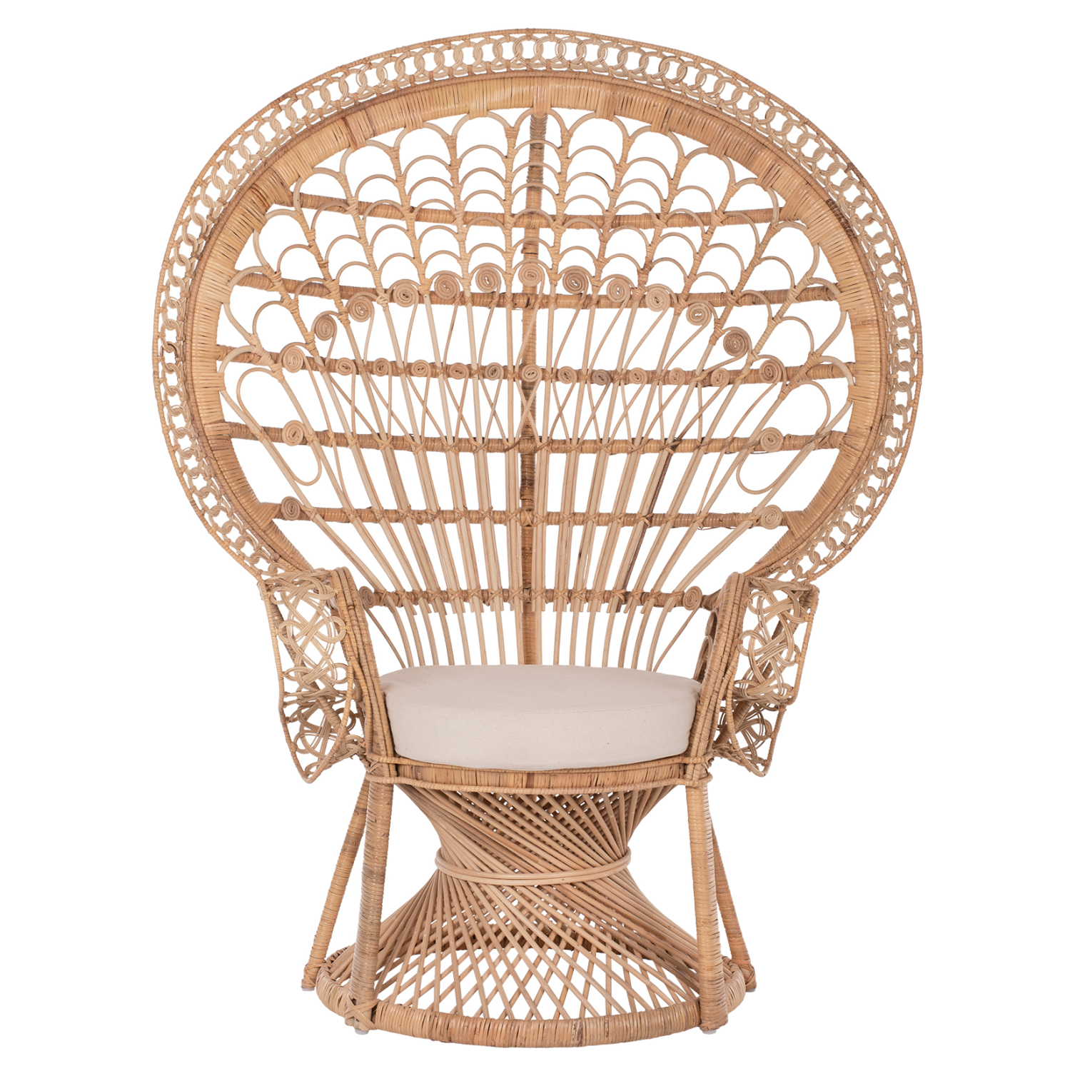 ΠΟΛΥΘΡΟΝΑ ROYAL PEACOCK HM9342 RATTAN ΣΕ ΦΥΣΙΚΟ-ΜΑΞΙΛΑΡΙ ΜΠΕΖ 114x72x150Yεκ. - Image 3