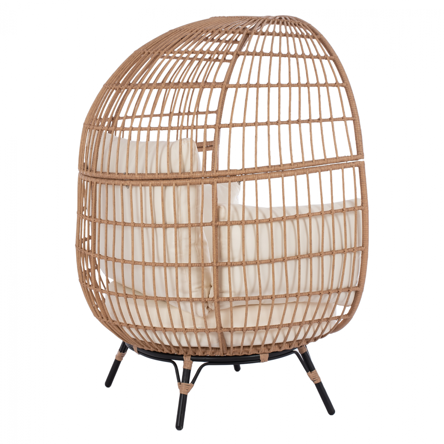 ΠΟΛΥΘΡΟΝΑ ΦΩΛΙΑ ALLEGRA HM5764 ΜΕ WICKER ΣΕ ΜΠΕΖ ΑΠΟΧΡΩΣΗ 110x85x148 εκ. - Image 4