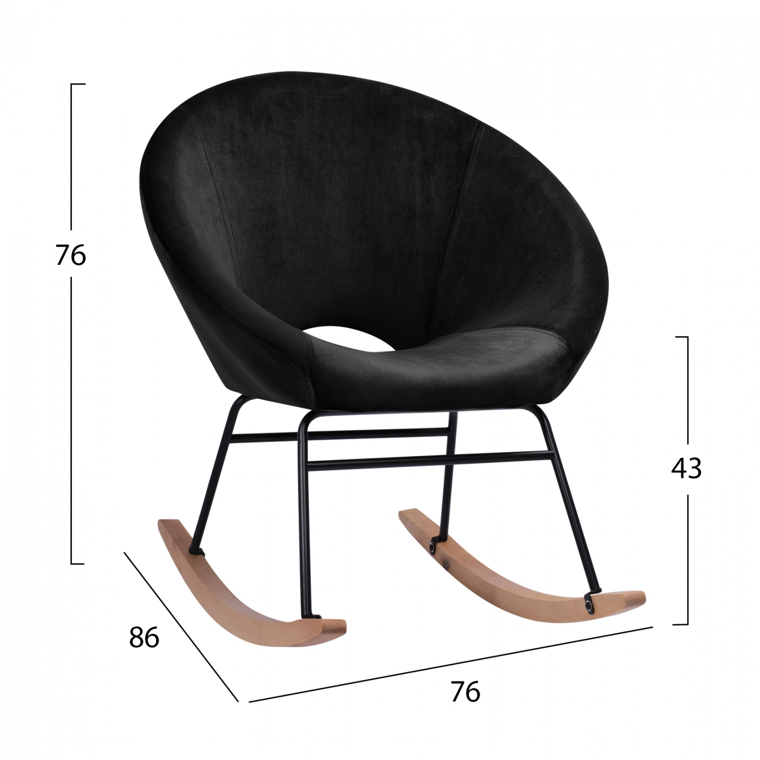 ΠΟΛΥΘΡΟΝΑ ΚΟΥΝΙΣΤΗ PAULINA HM8399.04 ΜΑΥΡΟ ΒΕΛΟΥΔΟ 76X86X76Υ εκ. - Image 2