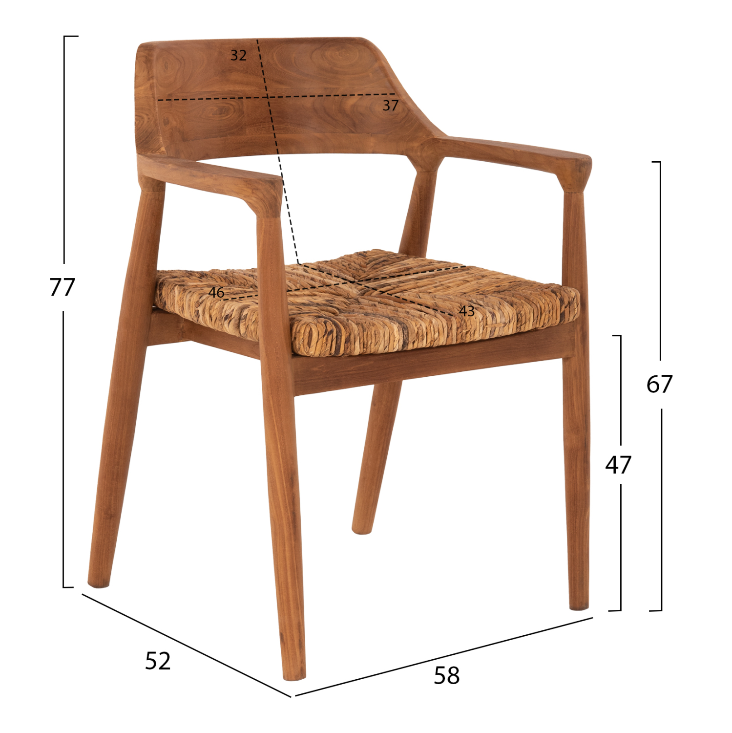 ΠΟΛΥΘΡΟΝΑ ΜΑΣΙΦ ΞΥΛΟ ΤEAK ΦΥΣΙΚΟ HM9401.01 58x52x77Y εκ. - Image 3