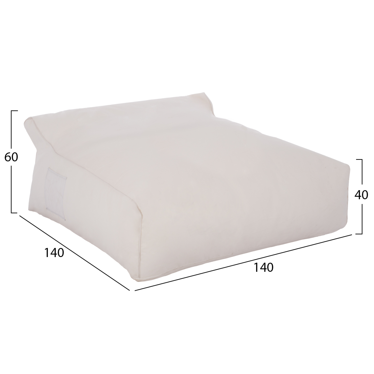 ΠΟΥΦ YAMIN 2ΑΤΟΜΩΝ ΜΕ TEXTILENE 600gr/m2 2X1 ΛΕΥΚΟ HM5773.11 140x140x40-60Υεκ. - Image 2