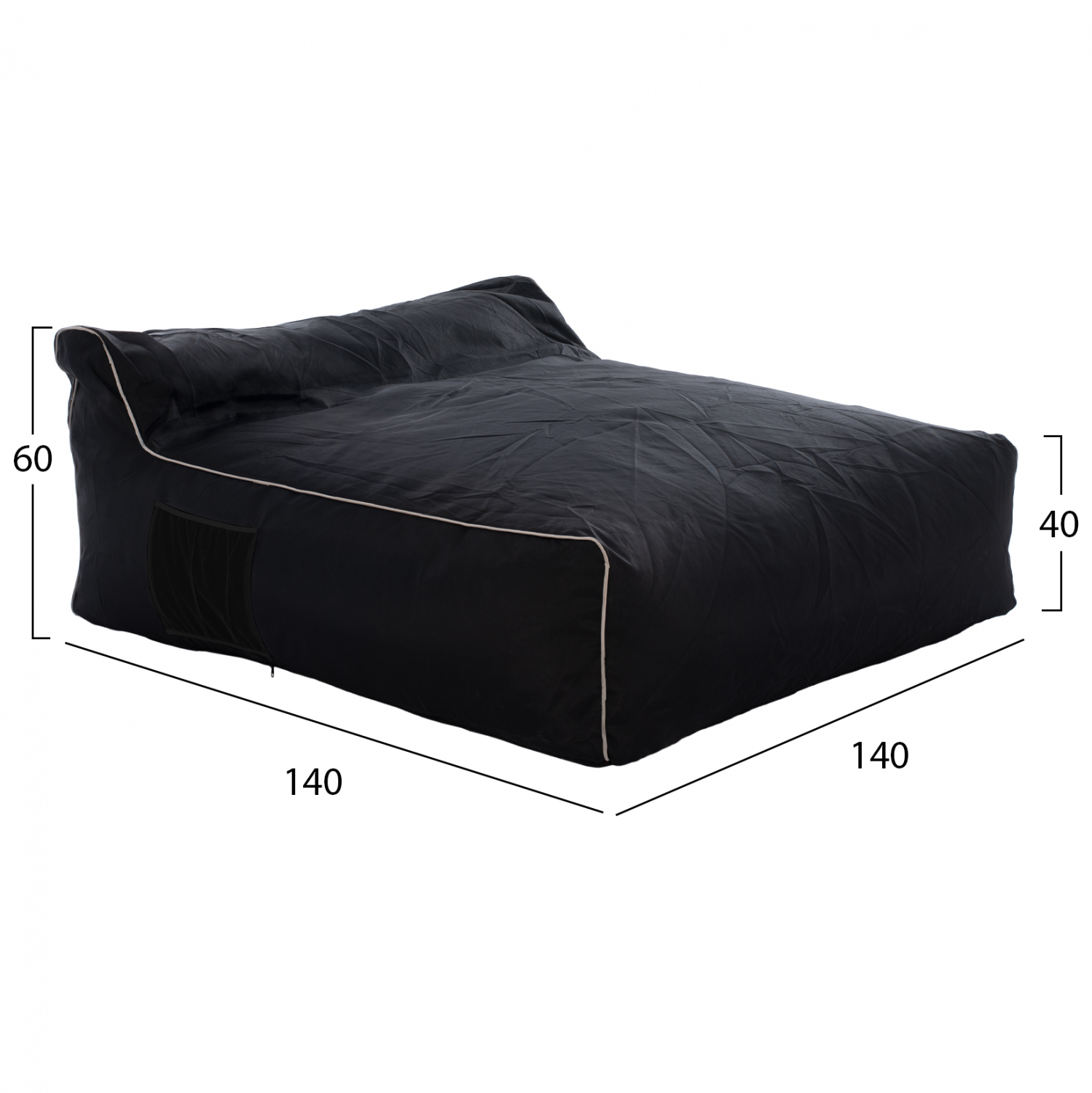 ΠΟΥΦ YAMIN ΔΥΟ ΑΤΟΜΩΝ ΜΕ TEXTILENE 600gr/m2 2X1 ΜΑΥΡΟ ΚΑΙ ΛΕΥΚΟ ΡΕΛΙ HM5773.12 140x140x40-60Υ εκ. - Image 2