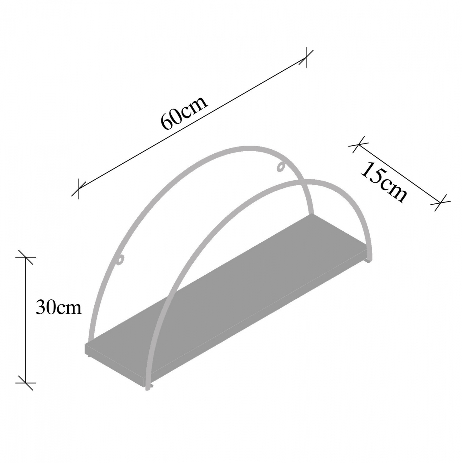 ΡΑΦΙ ΤΟΙΧΟΥ ΑΠΟ ΞΥΛΟ ΕΛΑΤΟΥ ΚΑΙ ΜΑΥΡΟ ΜΕΤΑΛΛΟ HM9112.01 60x15x30Υ εκ. - Image 2