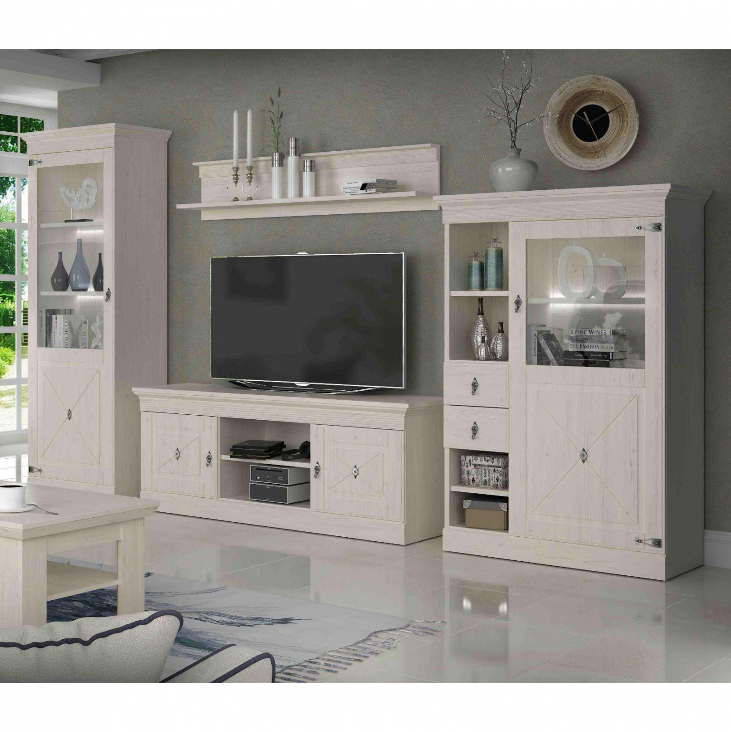 ΡΑΦΙ ΤΟΙΧΟΥ LANCE HM8852 ΛΕΥΚΟ ANTIQUE 141,7x21,9x31,1 εκ. - Image 2