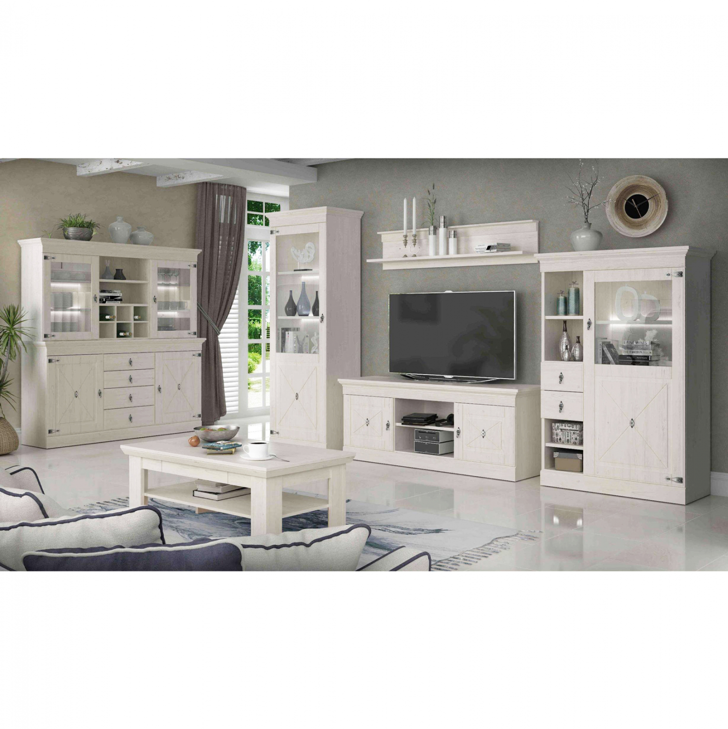 ΡΑΦΙ ΤΟΙΧΟΥ LANCE HM8852 ΛΕΥΚΟ ANTIQUE 141,7x21,9x31,1 εκ. - Image 4