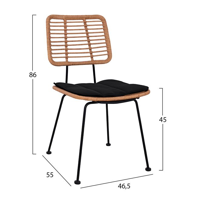 ΣΕΤ 3ΤΜΧ ALLEGRA WICKER ΜΕ ΤΡΑΠΕΖΙ 80X80Χ78Υ ΜΠΕΖ & ΜΑΥΡΟ ΧΡΩΜΑ HM10485 - Image 3