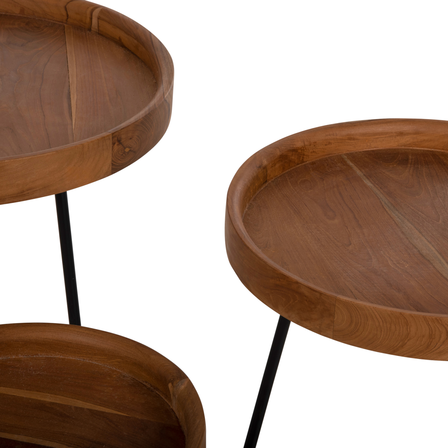 ΣΕΤ 3ΤΜΧ ΒΟΗΘΗΤΙΚΑ ΤΡΑΠΕΖΙΑ MANTARYS HM9799 ΞΥΛΟ MINDI-ΜΑΥΡΑ ΜΕΤΑΛΛΙΚΑ ΠΟΔΙΑ Φ60x55,5Υ εκ. - Image 5