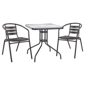 ΣΕΤ 3ΤΜΧ ΜΕ ΤΡΑΠΕΖΙ FIGO 70Χ70Χ72Υ & ΠΟΛΥΘΡΟΝΕΣ LAURA ΓΚΡΙ ΧΡΩΜΑ HM10469