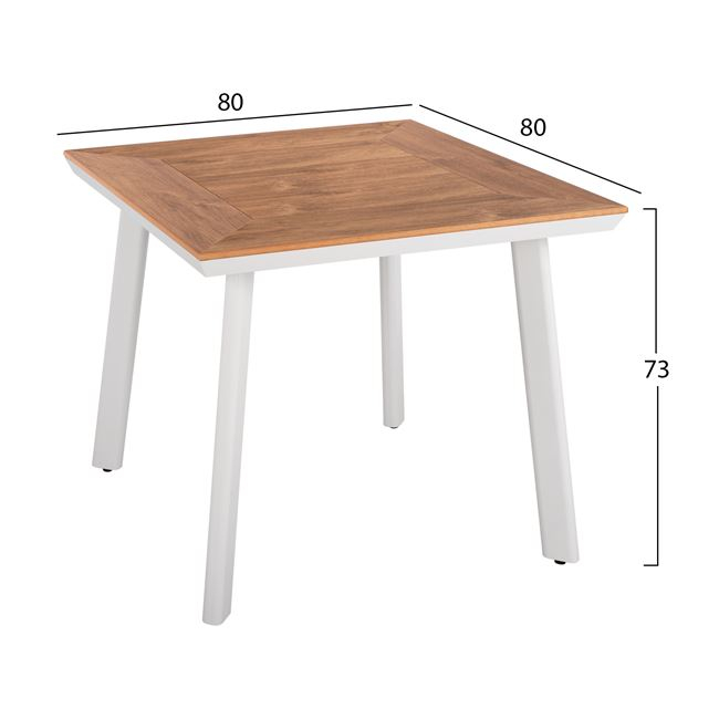 ΣΕΤ 3ΤΜΧ ΜΕ ΤΡΑΠΕΖΙ 80Χ80Χ73Υ & ΠΟΛΥΘΡΟΝΕΣ ΑΛΟΥΜΙΝΙΟΥ ΣΕ ΛΕΥΚΟ ΧΡΩΜΑ HM10540.01 - Image 2