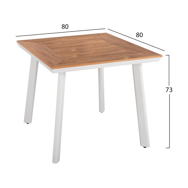 ΣΕΤ 3ΤΜΧ ΜΕ ΤΡΑΠΕΖΙ 80Χ80Χ73Υ & ΠΟΛΥΘΡΟΝΕΣ ΑΛΟΥΜΙΝΙΟΥ ΣΕ ΛΕΥΚΟ ΧΡΩΜΑ HM10537.01 - Image 2