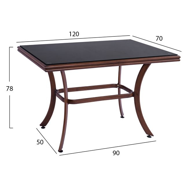 ΣΕΤ 5ΤΜΧ ΑΛΟΥΜΙΝΙΟΥ HM10548 ΜΕ ΤΡΑΠΕΖΙ 120Χ70Χ78Υ & ΚΑΡΕΚΛΕΣ BAMBOO LOOK ΚΑΦΕ - Image 2