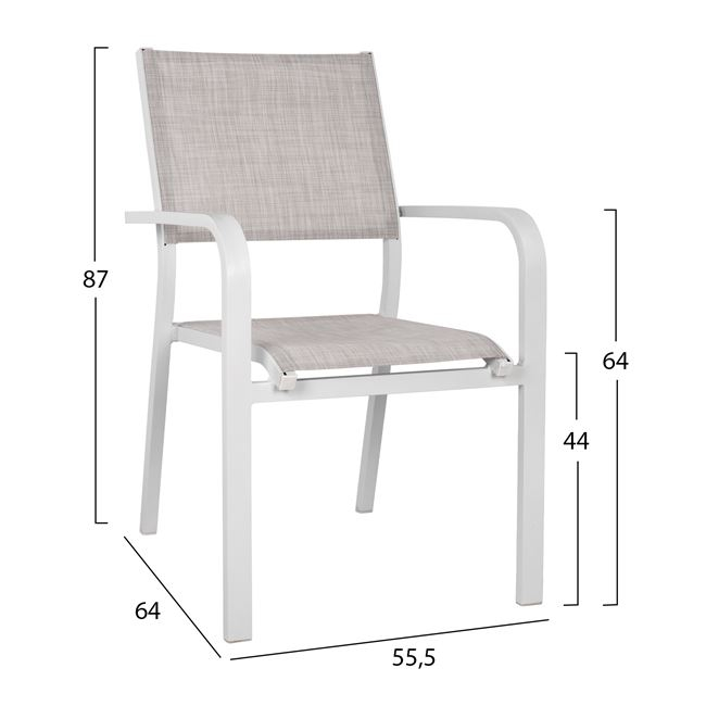 ΣΕΤ 5ΤΜΧ ΜΕ ΤΡΑΠΕΖΙ 140Χ80Χ75,5Υ & ΠΟΛΥΘΡΟΝΕΣ ΑΛΟΥΜΙΝΙΟΥ ΣΕ ΛΕΥΚΟ ΧΡΩΜΑ HM10529.01 - Image 3