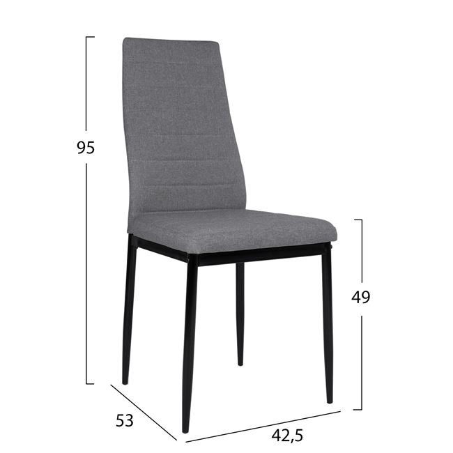 ΣΕΤ 5ΤΜΧ ΤΡΑΠΕΖΙ ΜΑΥΡΟ & ΚΑΡΕΚΛΕΣ LADY ΓΚΡΙ ΧΡΩΜΑ ΜΕΤΑΛΛΙΚΑ HM11071 42,5x53x95 εκ. - Image 3