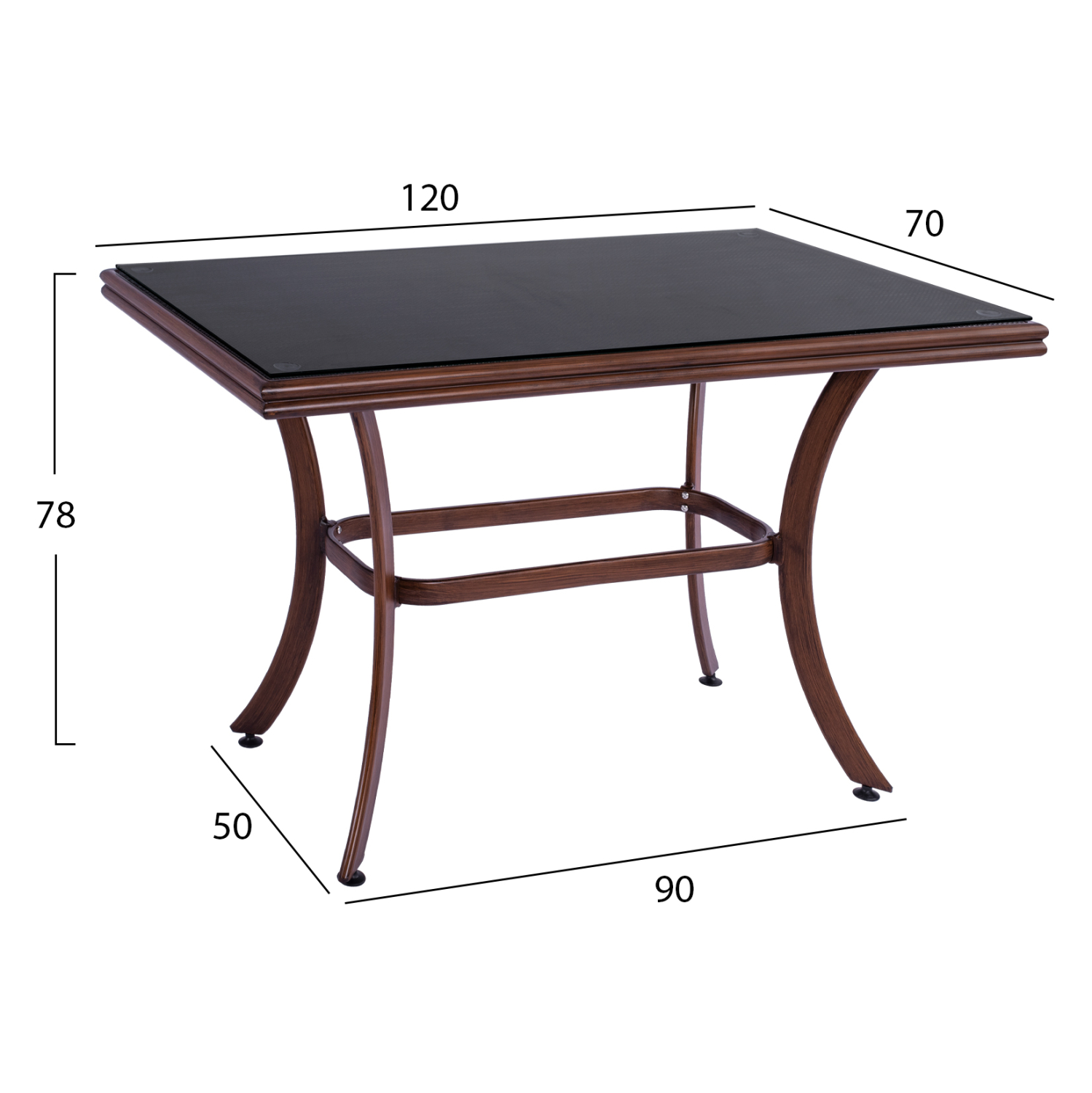 ΣΕΤ ΕΞΩΤΕΡΙΚΟΥ ΧΩΡΟΥ 5ΤΜΧ HM10547 ΤΡΑΠΕΖΙ & ΠΟΛΥΘΡΟΝΕΣ ΑΛΟΥΜΙΝΙΟΥ BAMBOO LOOK ΚΑΦΕ ΧΡΩΜΑ - Image 2