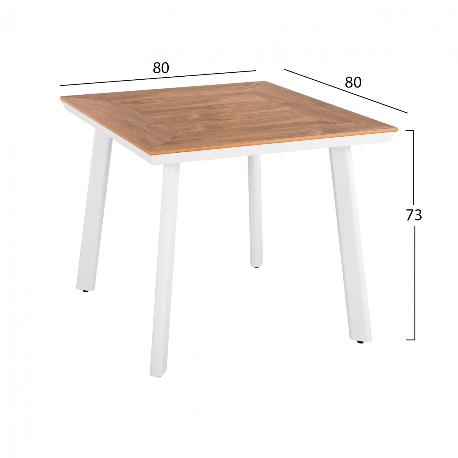 ΣΕΤ ΤΡΑΠΕΖΑΡΙΑ 3ΤΜΧ ΤΡΑΠΕΖΙ ΑΛΟΥΜΙΝΙΟΥ 80X80 & ΠΟΛΥΘΡΟΝΕΣ ΛΕΥΚΕΣ HM11441 - Image 2