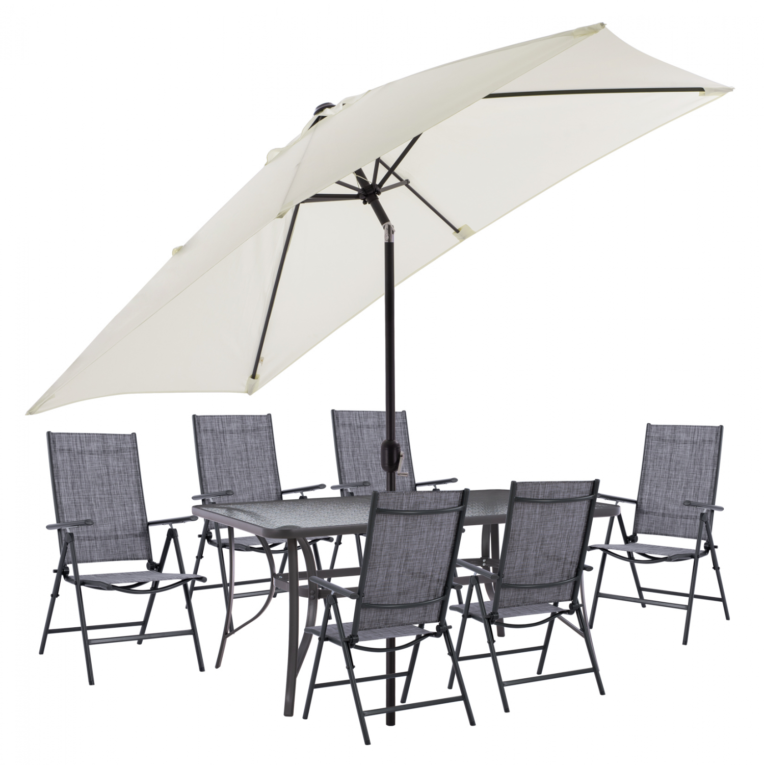 ΣΕΤ ΤΡΑΠΕΖΑΡΙΑ 8ΤΜΧ ΤΡΑΠΕΖΙ, ΠΟΛΥΘΡΟΝΕΣ 7ΘΕΣΕΩΝ ΠΤΥ/ΝΗ & ΟΜΠΡΕΛΑ ΜΠΕΖ ΓΚΡΙ HM11480 - Image 3