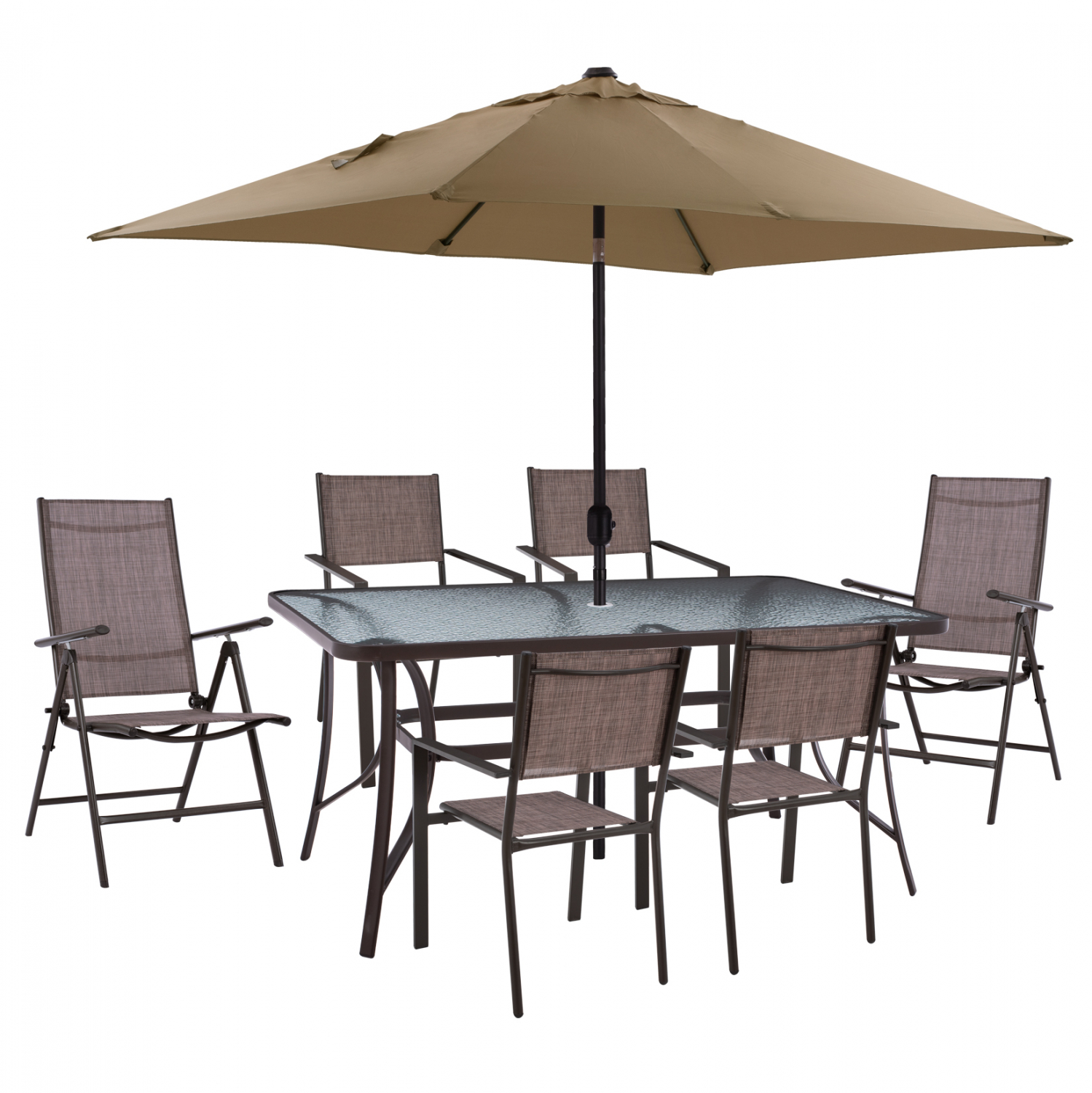 ΣΕΤ ΤΡΑΠΕΖΑΡΙΑ ΤΡΑΠΕΖΙ ΜΕ ΟΜΠΡΕΛΑ ΜΟΚΑ & ΠΟΛΥΘΡΟΝΕΣ 7ΘΕΣΕΩΝ & TEXTILINE ΚΑΦΕ HM11493 - Image 2