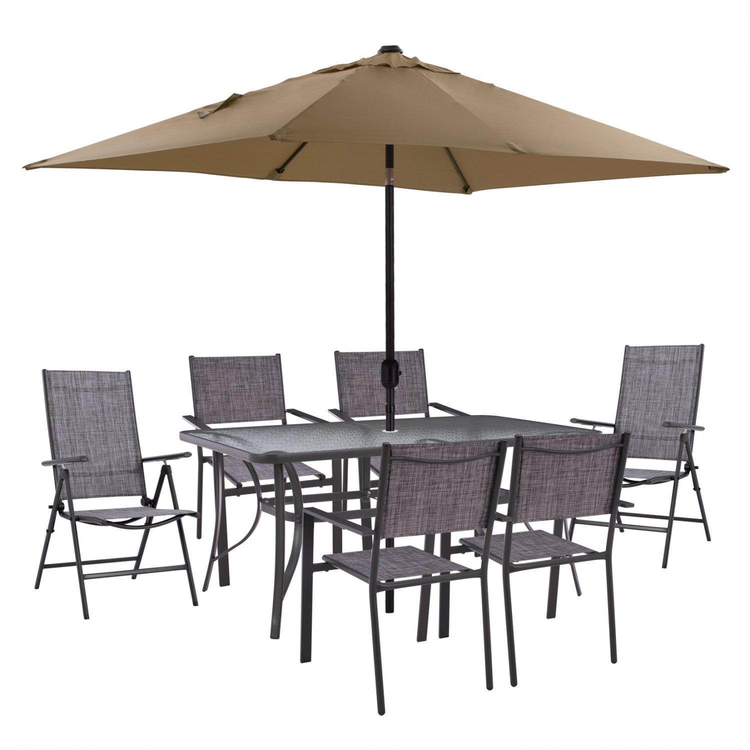 ΣΕΤ ΤΡΑΠΕΖΑΡΙΑ ΤΡΑΠΕΖΙ ΜΕ ΟΜΠΡΕΛΑ ΜΟΚΑ & ΠΟΛΥΘΡΟΝΕΣ TEXTILINE & 7ΘΕΣΕΩΝ ΓΚΡΙ HM11483 - Image 2