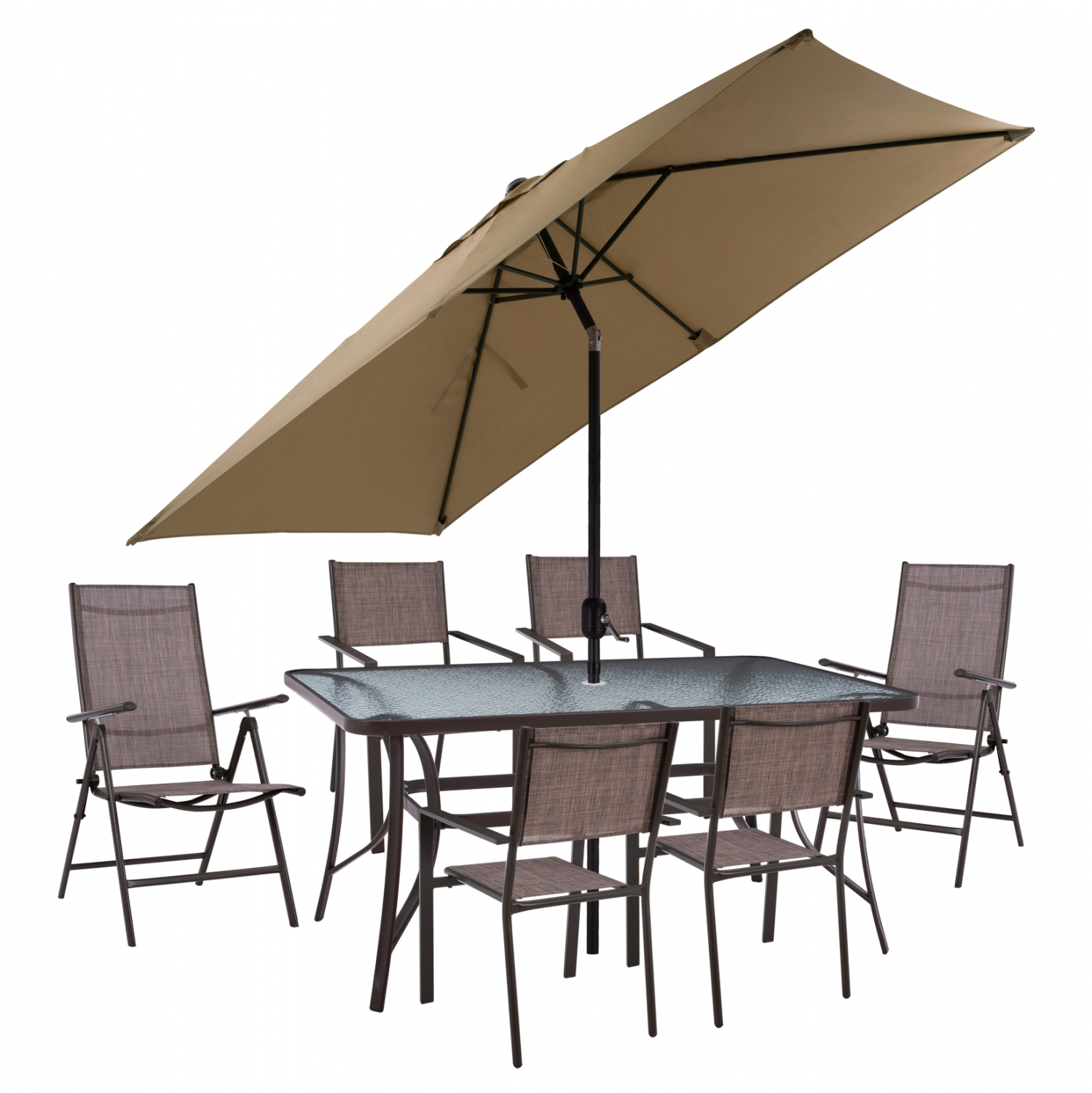 ΣΕΤ ΤΡΑΠΕΖΑΡΙΑ ΤΡΑΠΕΖΙ ΜΕ ΟΜΠΡΕΛΑ ΜΟΚΑ & ΠΟΛΥΘΡΟΝΕΣ 7ΘΕΣΕΩΝ & TEXTILINE ΚΑΦΕ HM11493 - Image 3