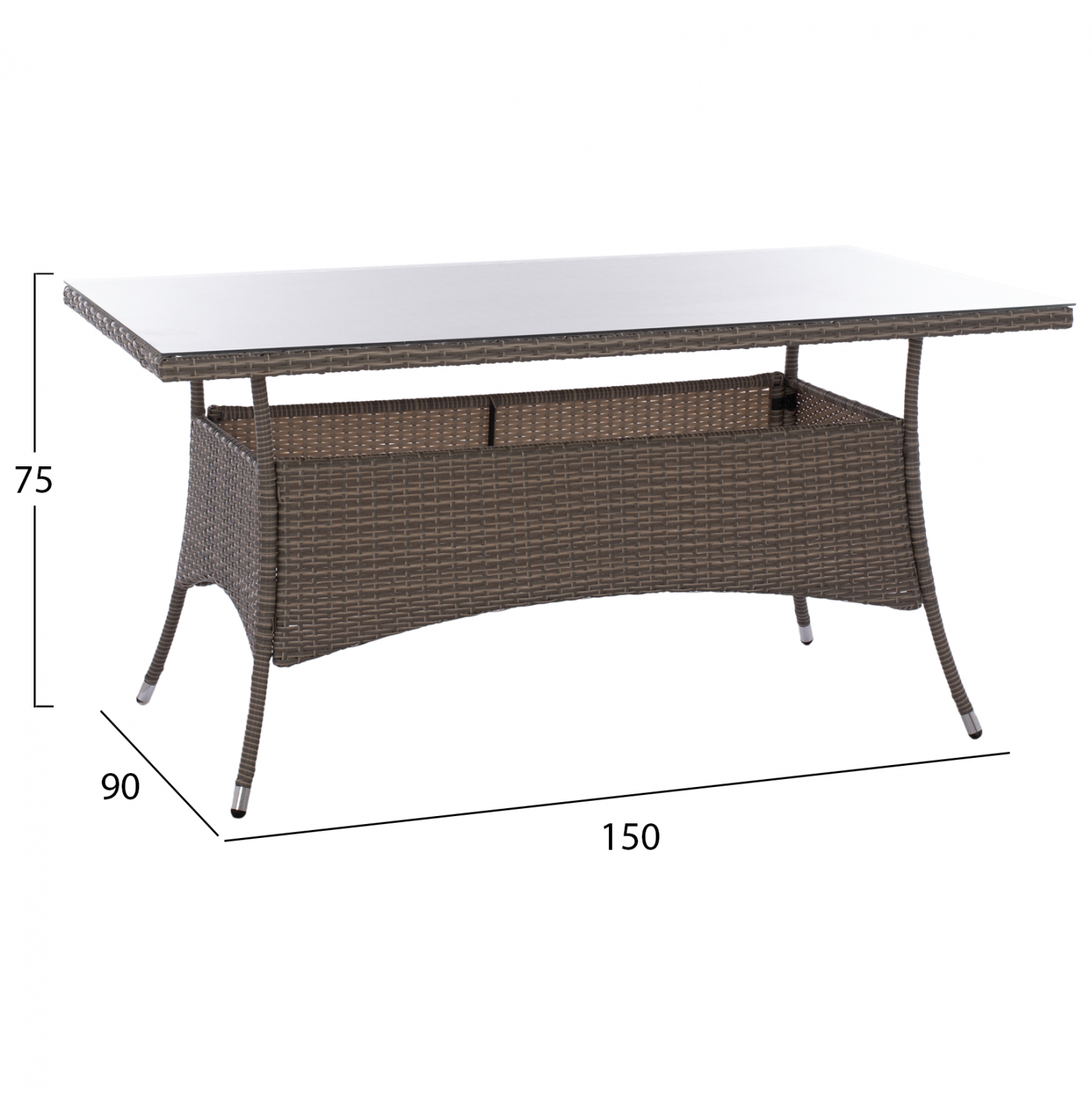 ΣΕΤ ΤΡΑΠΕΖΑΡΙΑΣ 5ΤΜΧ ΤΡΑΠ. 150Χ90 & ΠΟΛΥΘΡΟΝΕΣ WICKER RATTAN ΓΚΡΙ HM11714.01 - Image 2