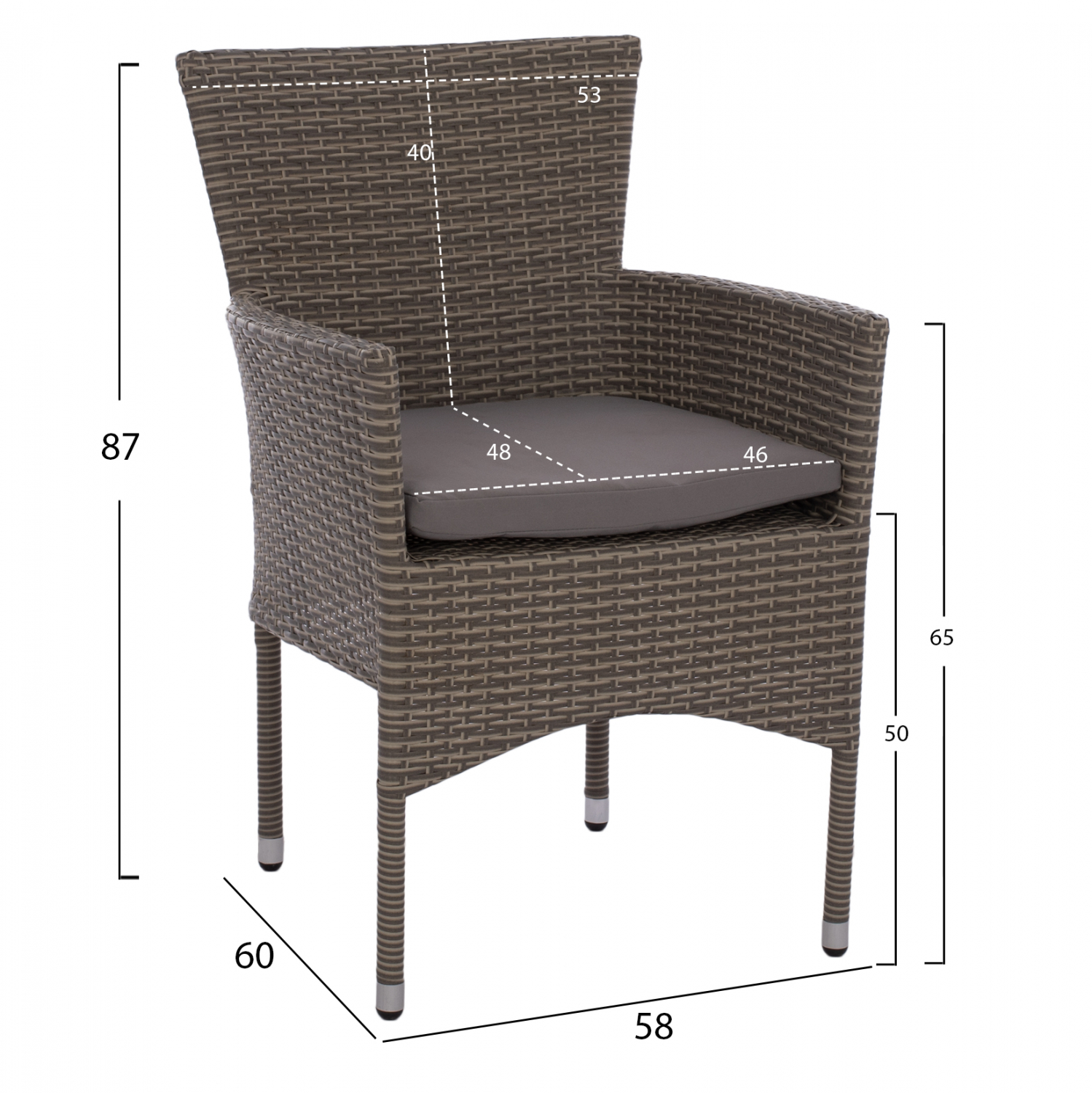 ΣΕΤ ΤΡΑΠΕΖΑΡΙΑΣ 5ΤΜΧ ΤΡΑΠ. 150Χ90 & ΠΟΛΥΘΡΟΝΕΣ WICKER RATTAN ΓΚΡΙ HM11714.01 - Image 3