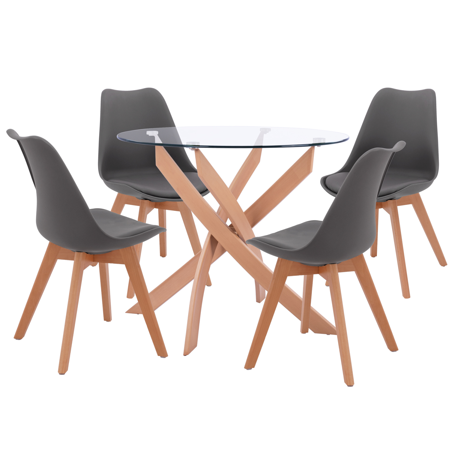 ΣΕΤ ΤΡΑΠΕΖΑΡΙΑΣ 5ΤΜΧ ΤΡΑΠΕΖΙ Φ90X74 & 4 ΚΑΡΕΚΛΕΣ VEGAS ΓΚΡΙ HM11693.10