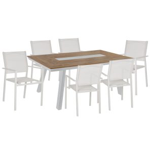 ΣΕΤ ΤΡΑΠΕΖΑΡΙΑΣ 7ΤΜΧ ΤΡΑΠ POLYWOOD 200Χ100 & ΠΟΛ ΜΕΤΑΛΛΙΚΗ TEXTLINE ΛΕΥΚΟ HM11838