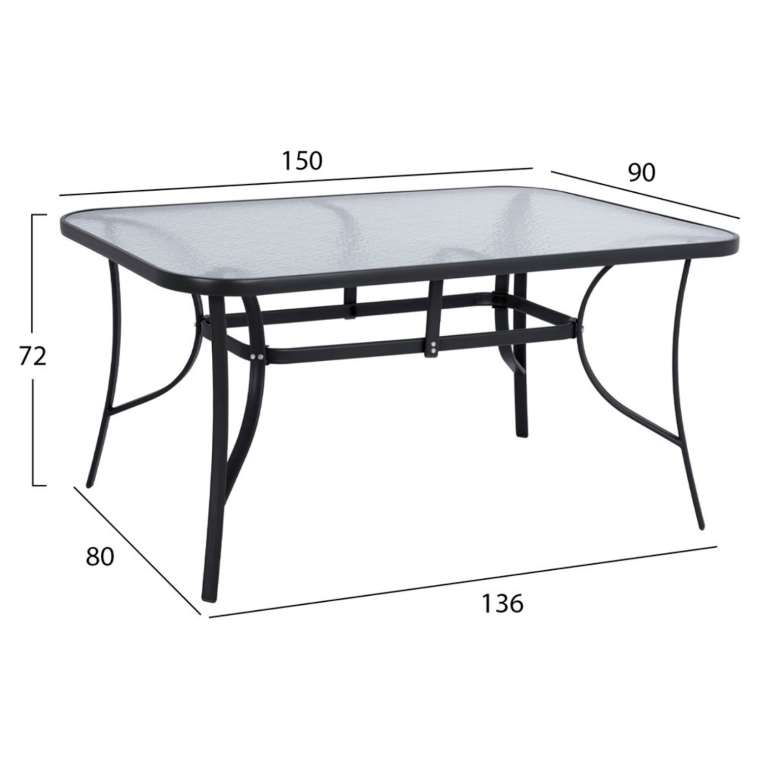 ΣΕΤ ΤΡΑΠΕΖΑΡΙΑΣ 7ΤΜΧ ΤΡΑΠΕΖΙ 150x90 & ΠΟΛΥΘΡΟΝΑ ΜΕΤΑΛΛΙΚΗ TEXTLINE ΓΚΡΙ HM11789 - Image 2