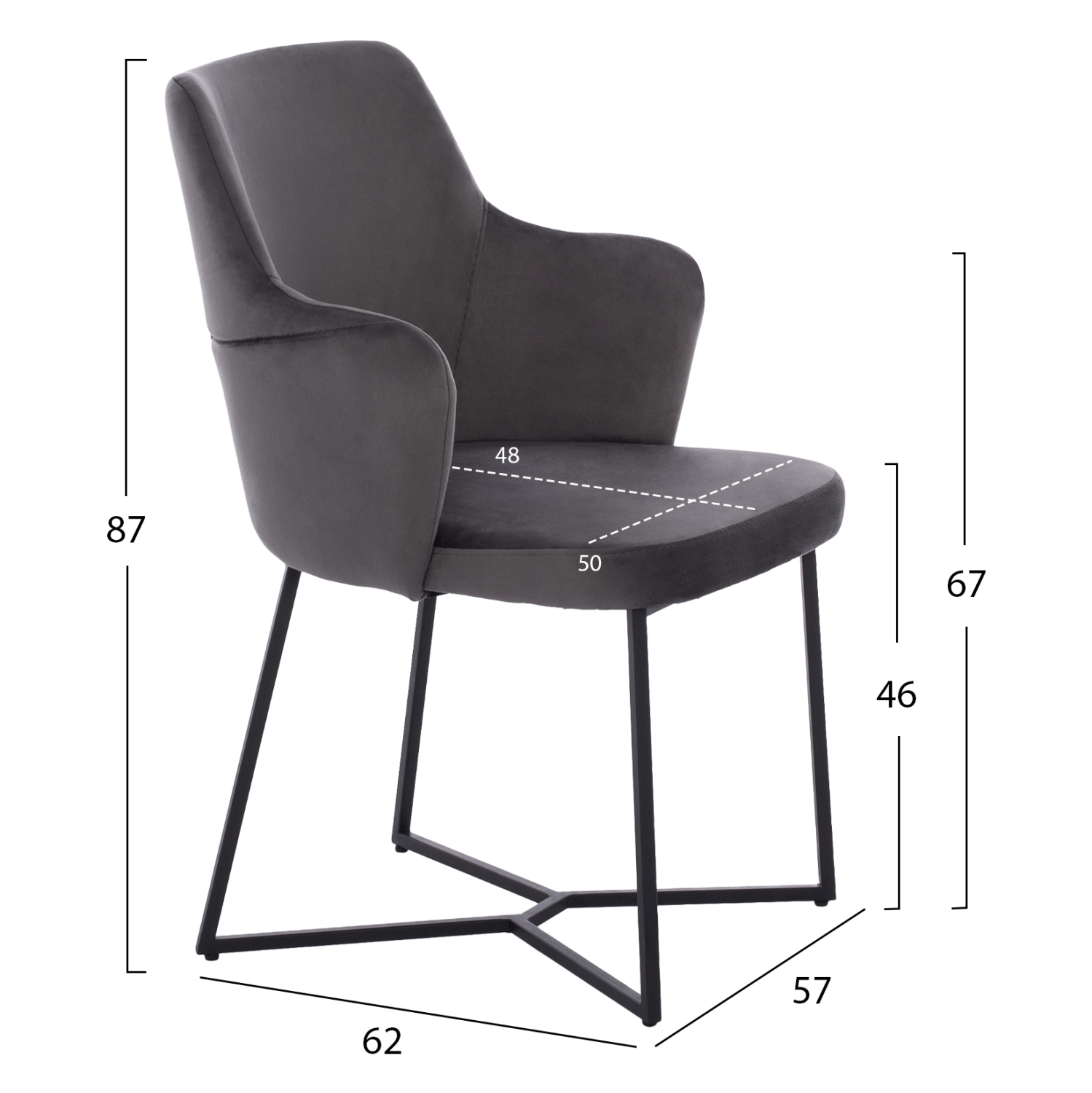 ΣΕΤ ΤΡΑΠΕΖΑΡΙΑΣ 7ΤΜΧ ΤΡΑΠΕΖΙ MDF ME ΚΑΠΛΑΜΑ ΚΑΡΥΔΙΑΣ & ΚΑΡΕΚΛΕΣ TRIANA ΓΚΡΙ HM10638 - Image 2