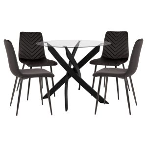 ΣΕΤ ΤΡΑΠΕΖΑΡΙΑΣ ΕΣ.ΧΩΡΟΥ 5ΤΜΧ JAFARU HM11073 ΜΕΤΑΛΛΟ--ΒΕΛΟΥΔΟ ΣΕ ΜΑΥΡΟ