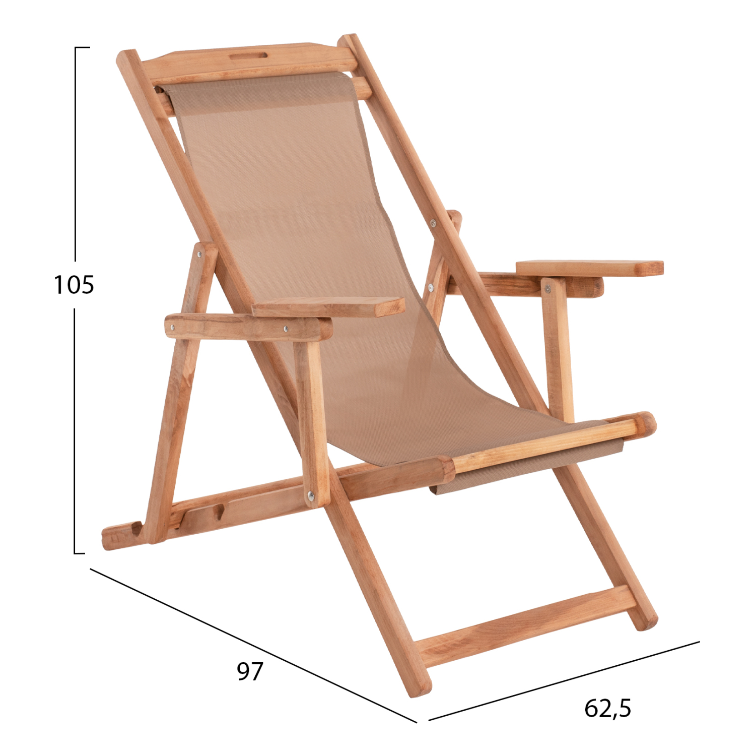 ΣΕΖΛΟΝΓΚ ΛΗΜΝΟΣ ΜΕ ΜΠΡΑΤΣΑ ΕΜΠΟΤΙΣΜΟΥ ΦΥΣΙΚΟ ΜΕ ΠΑΝΙ ΜΟΚΑ HM11877 62,5x97x105Υ εκ. - Image 2