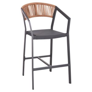 ΣΚΑΜΠΟ ΑΛΟΥΜΙΝΙΟΥ ΑΝΘΡΑΚΙ HM5892.11 ΜΕΣΑΙΟΥ ΥΨΟΥΣ ΜΕ ΜΠΡΑΤΣΑ RATTAN & TEXTLINE 55x56,5x99Yεκ.