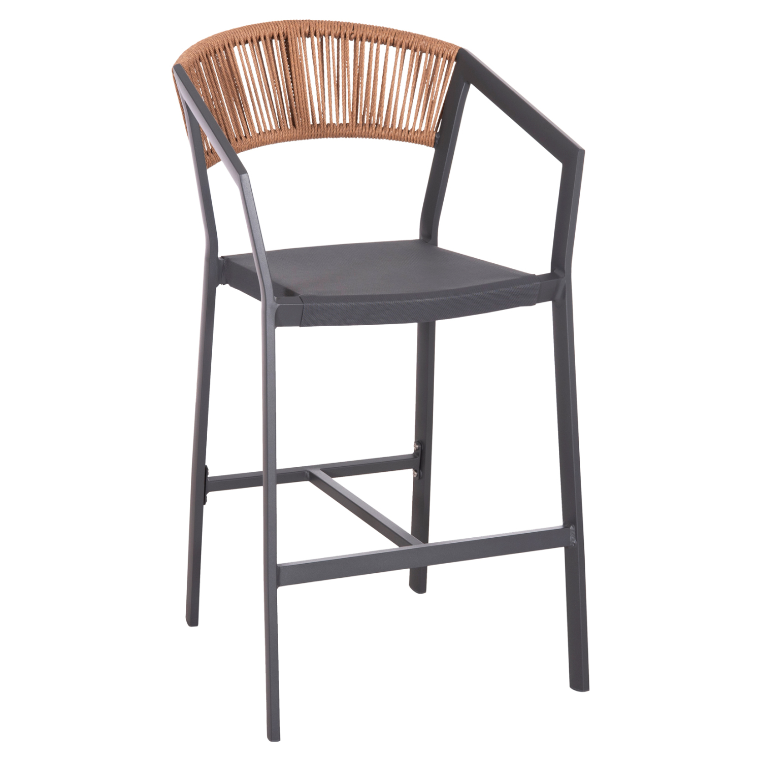 ΣΚΑΜΠΟ ΑΛΟΥΜΙΝΙΟΥ ΑΝΘΡΑΚΙ HM5892.11 ΜΕΣΑΙΟΥ ΥΨΟΥΣ ΜΕ ΜΠΡΑΤΣΑ RATTAN & TEXTLINE 55x56,5x99Yεκ.