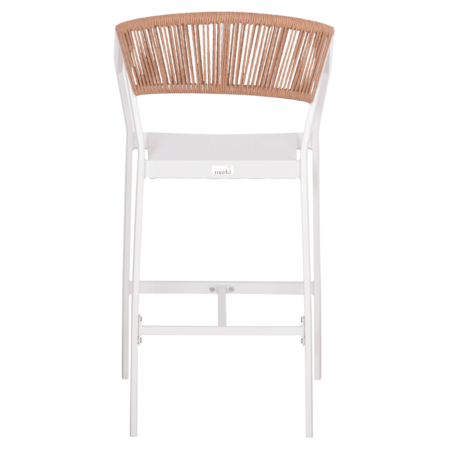 ΣΚΑΜΠΟ ΑΛΟΥΜΙΝΙΟΥ HM5892.12 ΜΕΣΑΙΟΥ ΥΨΟΥΣ RATTAN & TEXTLINE ΛΕΥΚΟ ΜΠΕΖ 55x56,5x99Y - Image 5