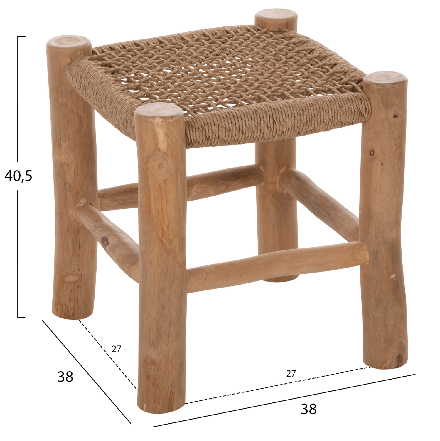 ΣΚΑΜΠΟ LONDER HM5987 ΞΥΛΟ ΤΕΑΚ ΚΑΙ ΣΥΝΘΕΤΙΚΟ RATTAN ΣΕ ΦΥΣΙΚΟ 38x38x40,5Υεκ. - Image 2