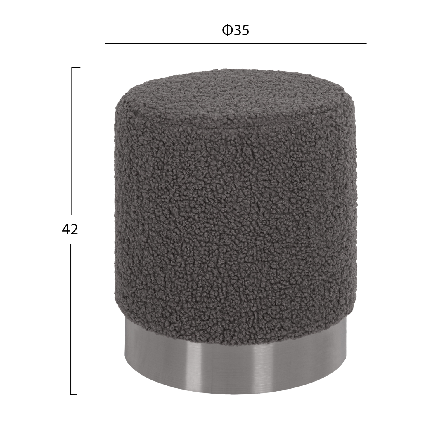 ΣΚΑΜΠΟ LEVY HM8408.21 ΓΚΡΙ ΜΠΟΥΚΛΕ ΥΦΑΣΜΑ ΜΕ ΑΣΗΜΙ ΒΑΣΗ Φ35x42Υ εκ. - Image 2