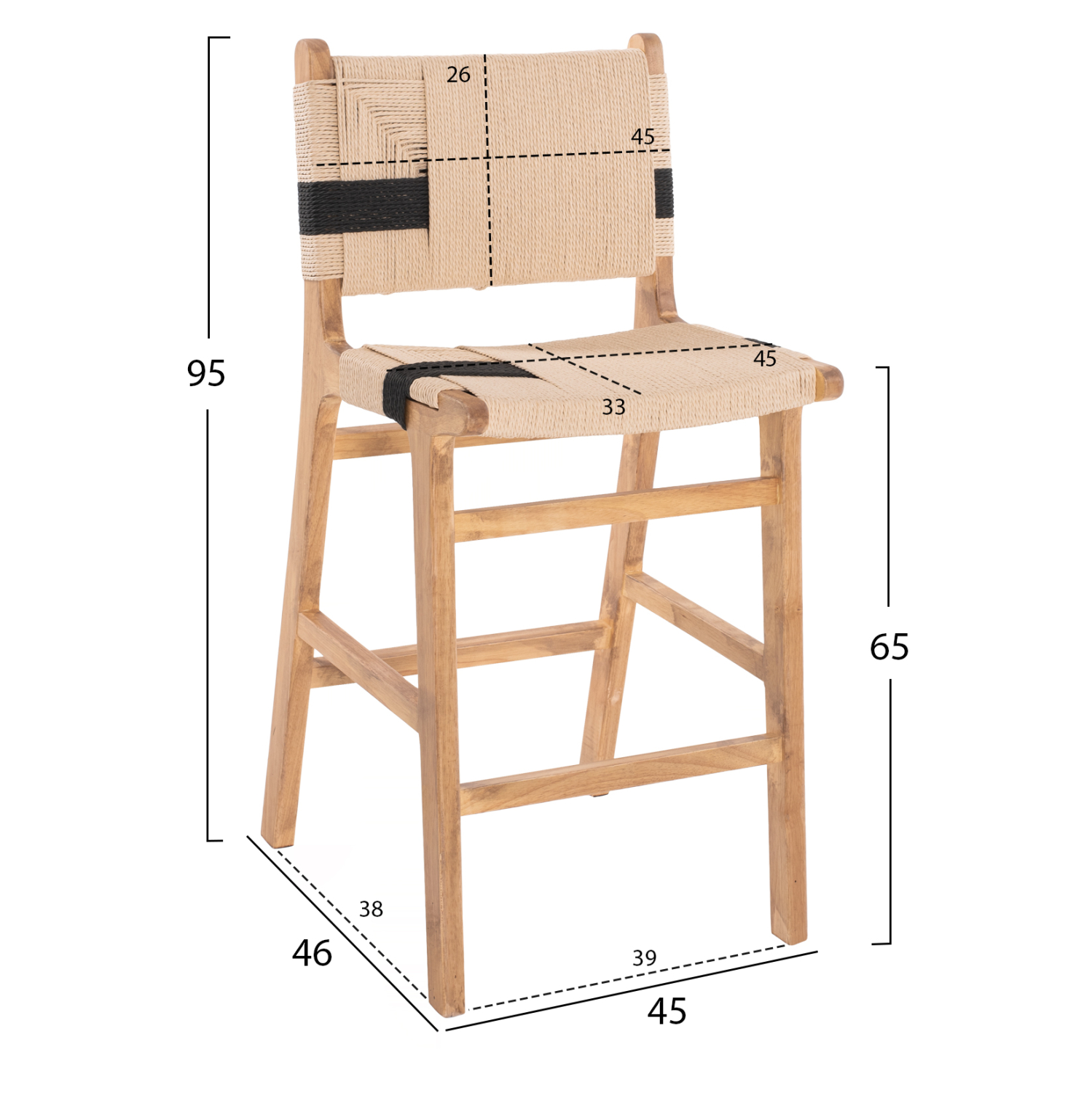 ΣΚΑΜΠΟ ΜΕΣΑΙΟΥ ΥΨΟΥΣ HM9325.01 RUBBERWOOD & ΣΧΟΙΝΙ-ΦΥΣΙΚΟ RUSTIC 45x46x95Υεκ. - Image 2