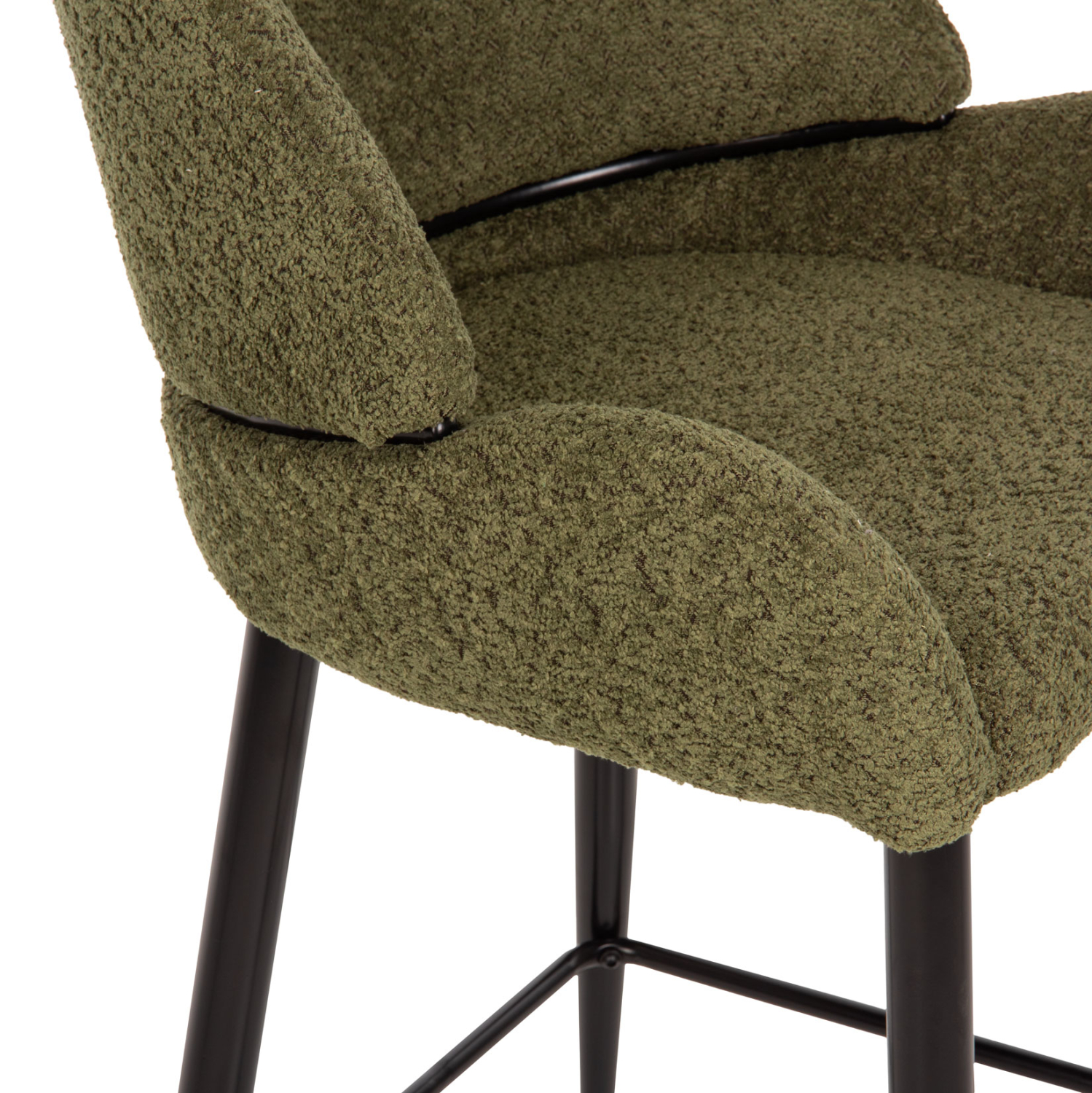 ΣΚΑΜΠΟ ΜΕΣΑΙΟΥ ΥΨΟΥΣ SARKY HM8586.03 ΥΦΑΣΜΑ ΜΠΟΥΚΛΕ ΠΡΑΣΙΝΟ-ΜΕΤΑΛΛΙΚΑ ΠΟΔΙΑ 55x62x105Yεκ. - Image 6