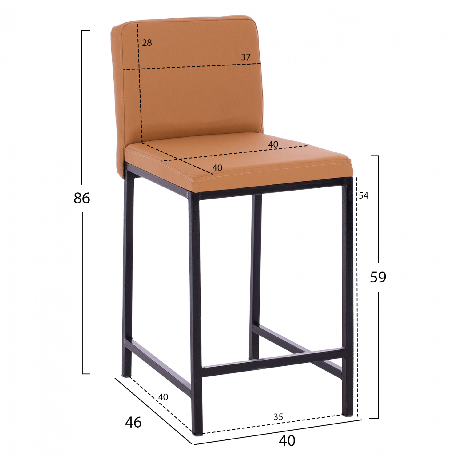 ΣΚΑΜΠΟ ΜΕΤΑΛΛΙΚΟ ΜΕ ΤΑΜΠΑ ΔΕΡΜΑΤΙΝΗ HM5801 40x46x86Υ εκ. - Image 2