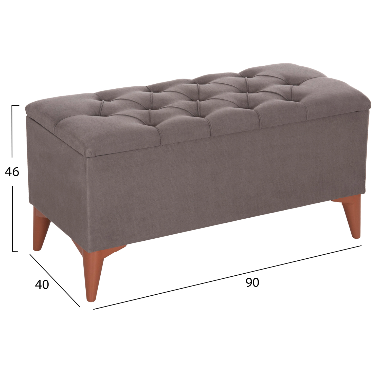 ΣΚΑΜΠΟ ΜΠΑΟΥΛΟ STROL HM9261.01 ΚΑΠΙΤΟΝΕ ΜΕ ΓΚΡΙ ΥΦΑΣΜΑ 90x40x46Yεκ. - Image 2