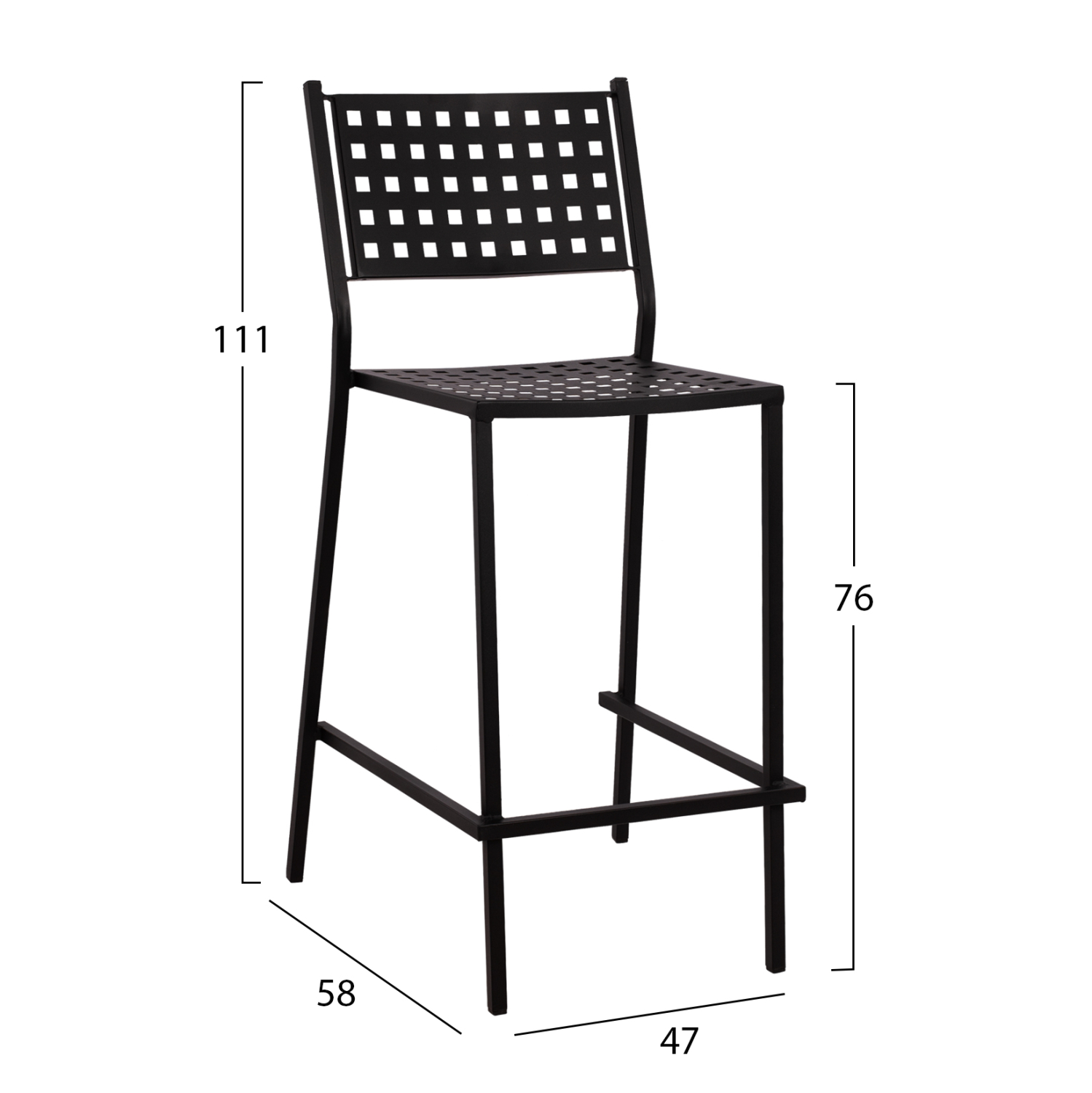 ΣΚΑΜΠΟ ΜΠΑΡ ΜΕΤΑΛΛΙΚΟ OLYMPIAS HM5528.01 ΣΕ ΜΑΥΡΗ ΑΠΟΧΡΩΣΗ 47x58x111 εκ. - Image 2