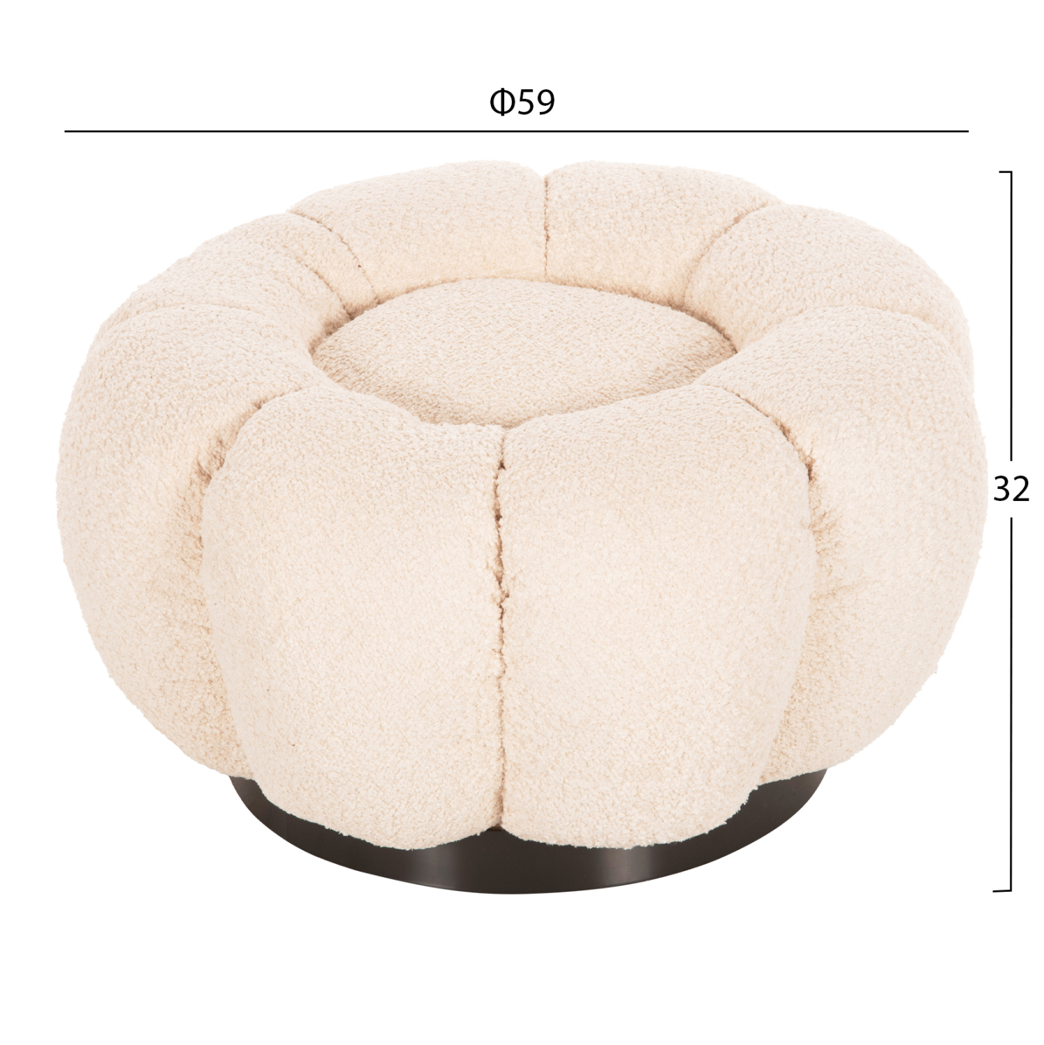 ΣΚΑΜΠΟ ΣΤΡΟΓΓΥΛΟ KRIPP HM9602.06 ΕΚΡΟΥ ΜΠΟΥΚΛΕ-ΜΑΥΡΗ ΜΕΤΑΛΛΙΚΗ ΒΑΣΗ Φ60x31Υεκ. - Image 2