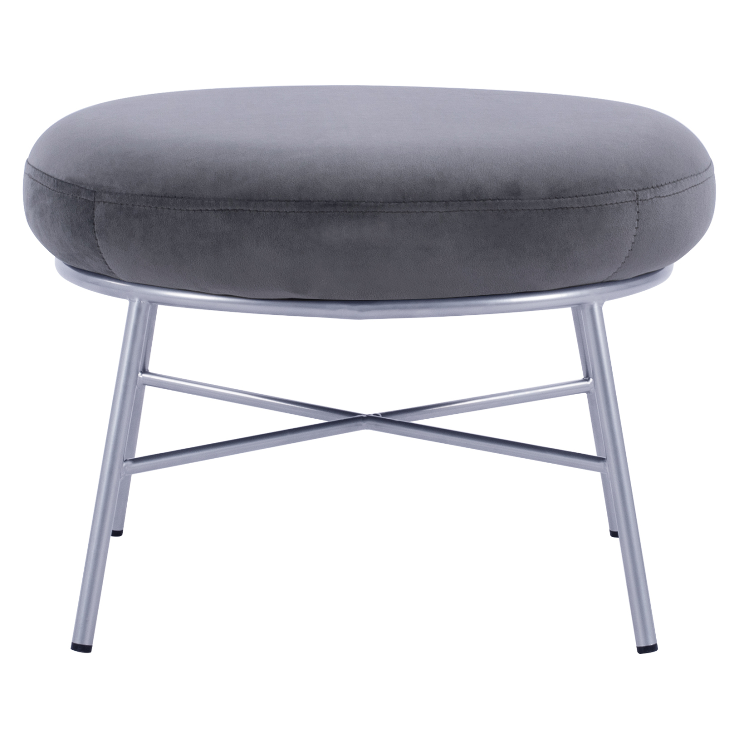 ΣΚΑΜΠΟ ΥΠΟΠΟΔΙΟ TRUDI HM8640.01 ΑΠΟ ΓΚΡΙ ΒΕΛΟΥΔΟ ΜΕ ΑΣΗΜΙ ΒΑΣΗ 55x46x38Υ εκ. - Image 3